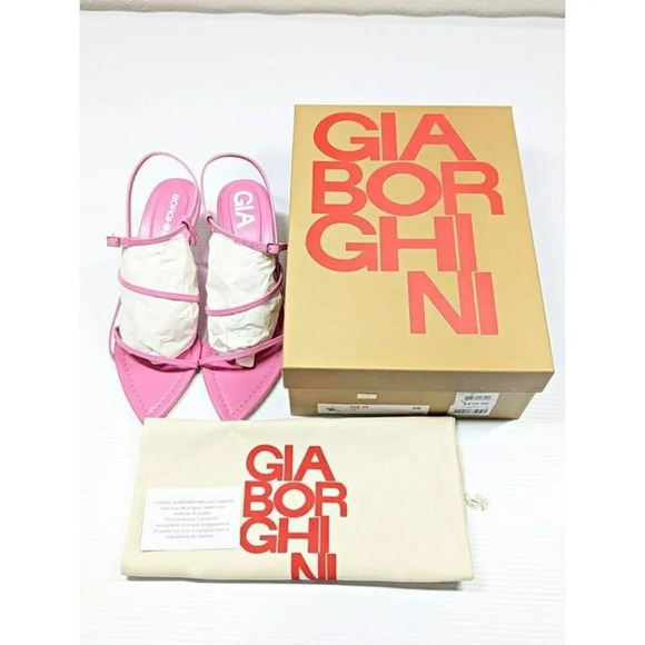 Gia Borghini Women's Gia 26 Strappy Wedge Sandals Pink Size 39 IT (MSRP $510) - Picture 3 of 12